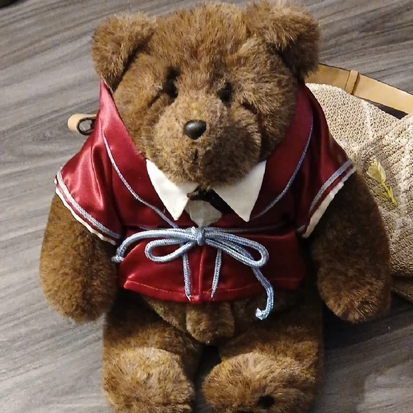 Gund Brown Teddy Bear with Red Satin Outfit - Picture 3 of 6